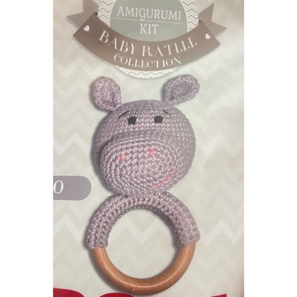 Amigurumi Crochet Baby Rattle Collection DIY Kit Hippo Rattle - Picture 4 of 4